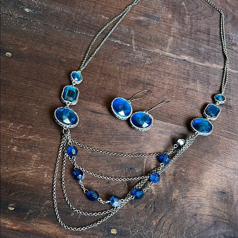 Blue Necklace and Earring Set